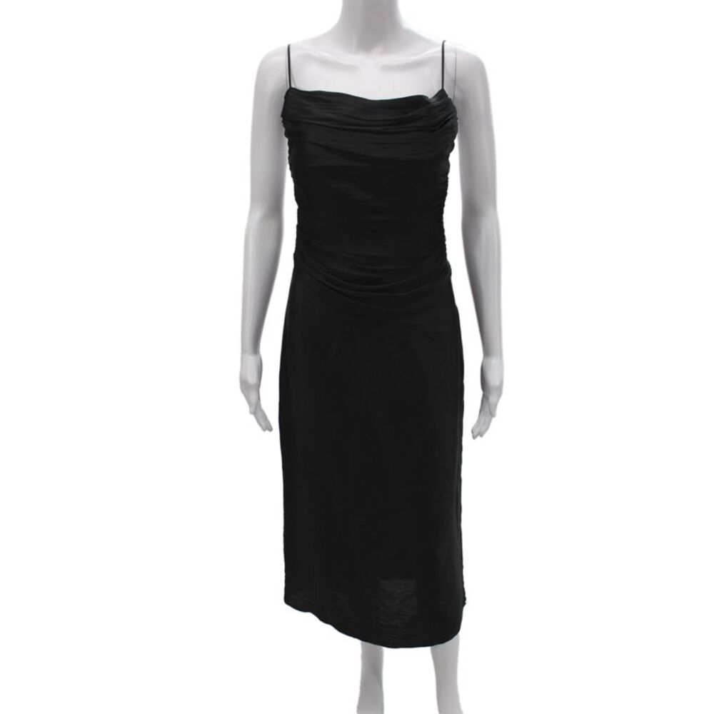 Zara Womens Slip Dress Black Cowl Neck Sleeveless Short Size XS